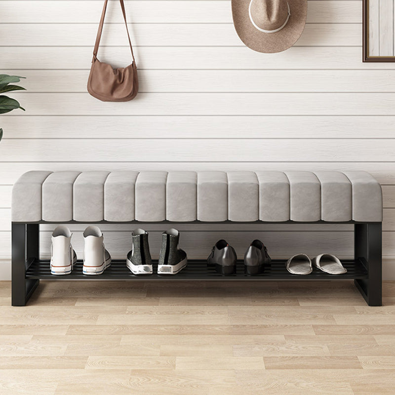 17.7" H Modern Metal Seating Bench Tufted Entryway Bench with Legs