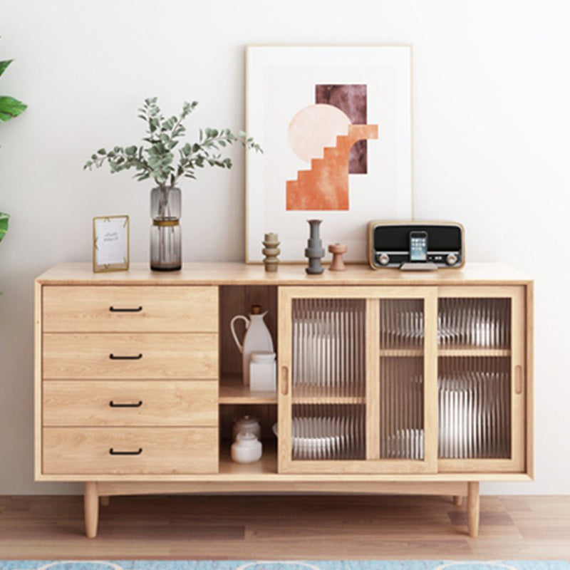 Modern Indoor Buffet Stand with Legs Matte Finish Pine Wood Sideboard