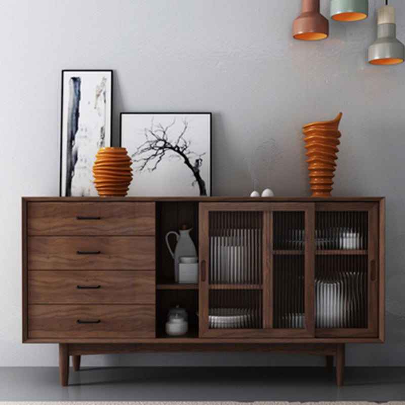 Modern Indoor Buffet Stand with Legs Matte Finish Pine Wood Sideboard