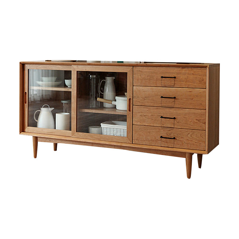 Modern Indoor Buffet Stand with Legs Matte Finish Pine Wood Sideboard