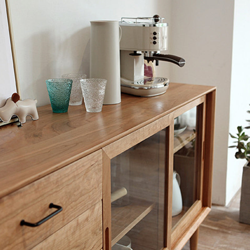 Modern Indoor Buffet Stand with Legs Matte Finish Pine Wood Sideboard