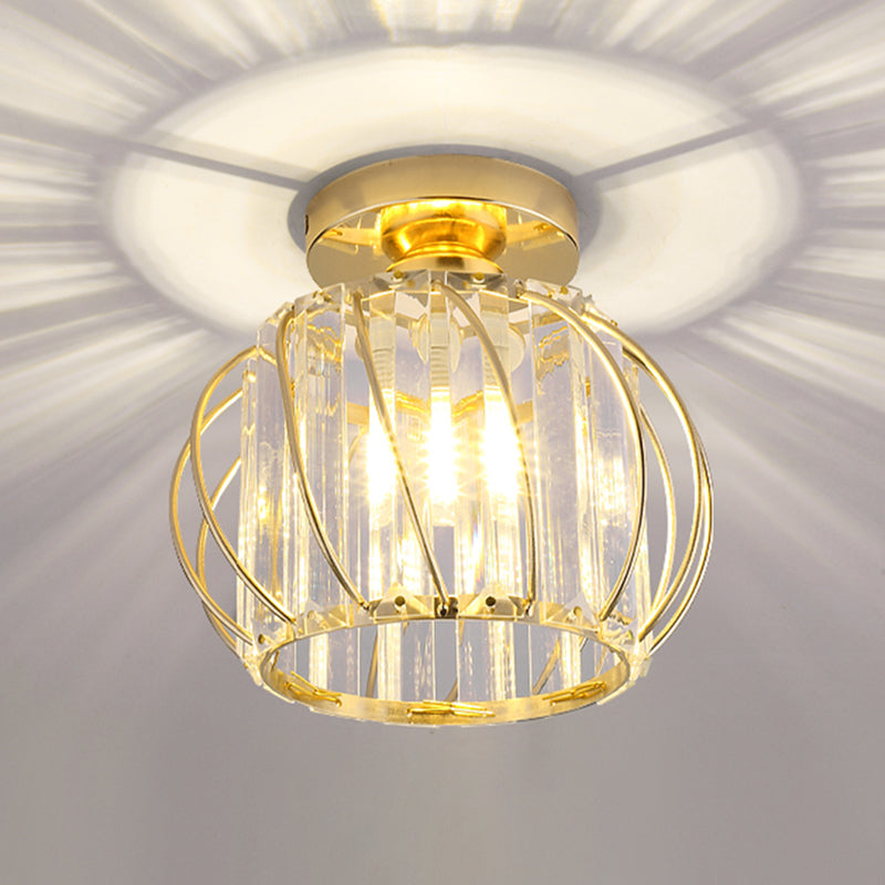 Contemporary Ceiling Lighting Single Light Flush Mount Fixture with Crystal for Corridor