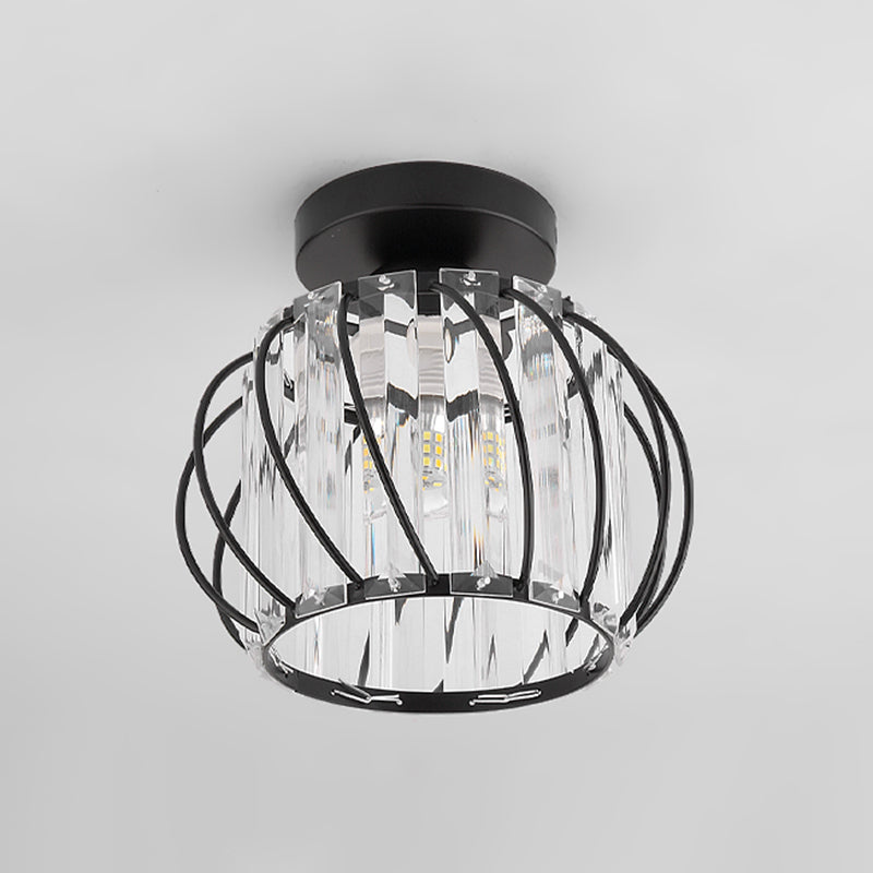 Contemporary Ceiling Lighting Single Light Flush Mount Fixture with Crystal for Corridor