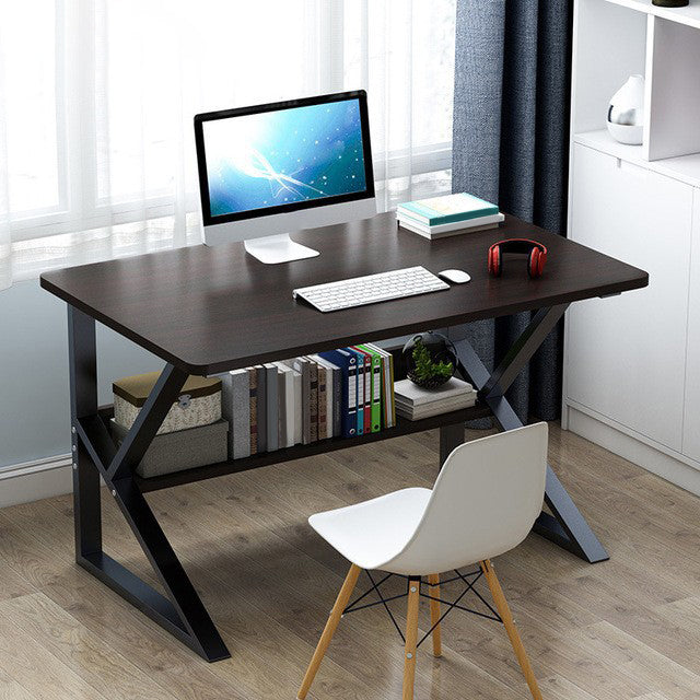 Metal and Wooden Writing Desk Industrial Rectangular Office Desk for Home