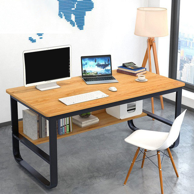 Metal and Wooden Writing Desk Industrial Rectangular Office Desk for Home