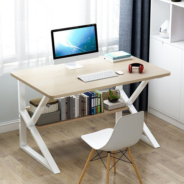 Metal and Wooden Writing Desk Industrial Rectangular Office Desk for Home