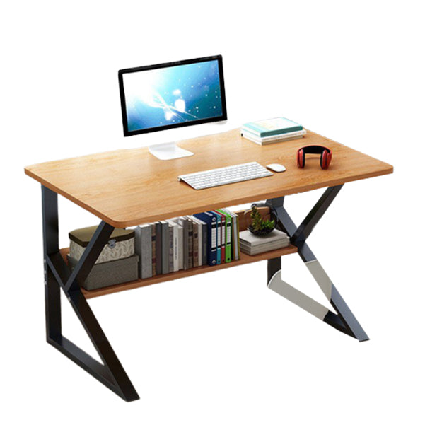 Metal and Wooden Writing Desk Industrial Rectangular Office Desk for Home