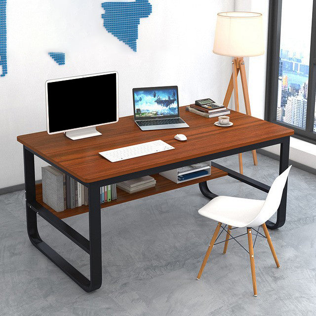 Metal and Wooden Writing Desk Industrial Rectangular Office Desk for Home