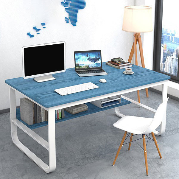 Metal and Wooden Writing Desk Industrial Rectangular Office Desk for Home