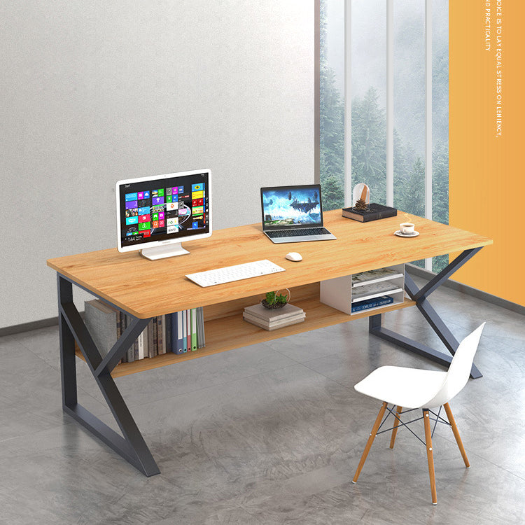 Metal and Wooden Writing Desk Industrial Rectangular Office Desk for Home