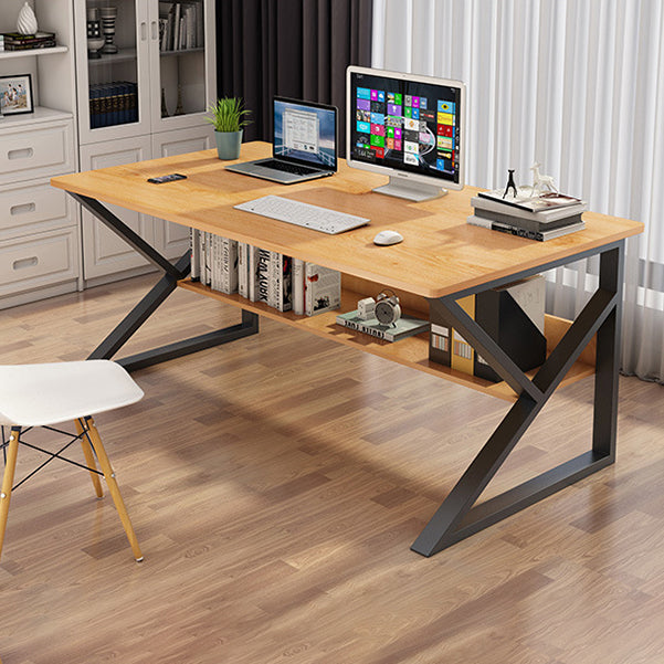 Metal and Wooden Writing Desk Industrial Rectangular Office Desk for Home