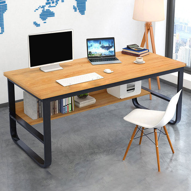 Metal and Wooden Writing Desk Industrial Rectangular Office Desk for Home