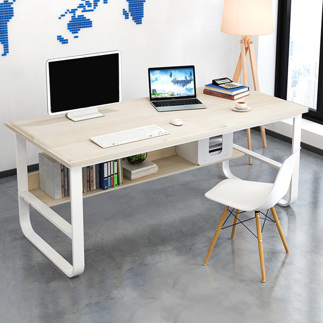 Metal and Wooden Writing Desk Industrial Rectangular Office Desk for Home