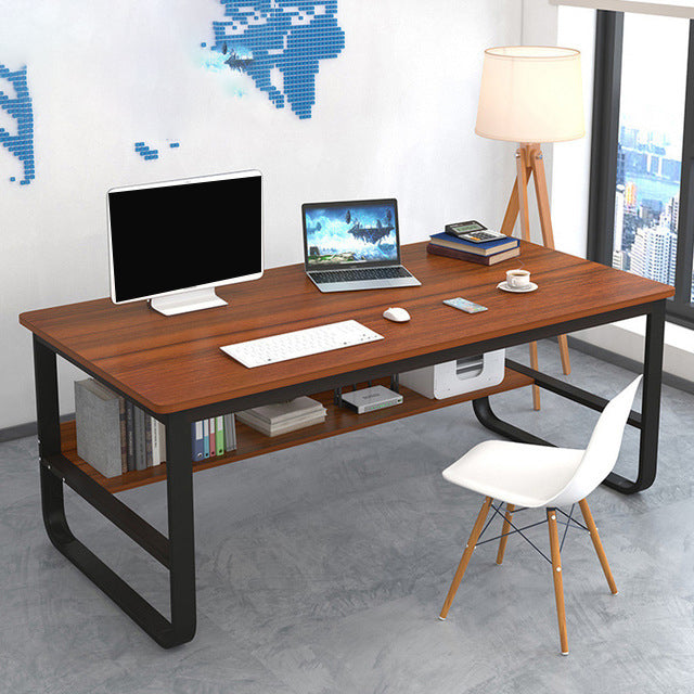 Metal and Wooden Writing Desk Industrial Rectangular Office Desk for Home