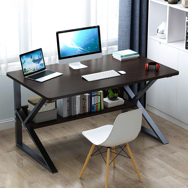 Metal and Wooden Writing Desk Industrial Rectangular Office Desk for Home