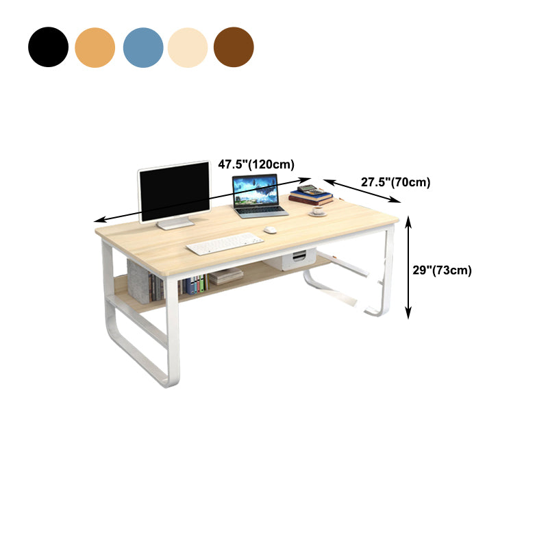 Metal and Wooden Writing Desk Industrial Rectangular Office Desk for Home