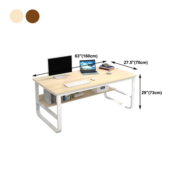 Metal and Wooden Writing Desk Industrial Rectangular Office Desk for Home