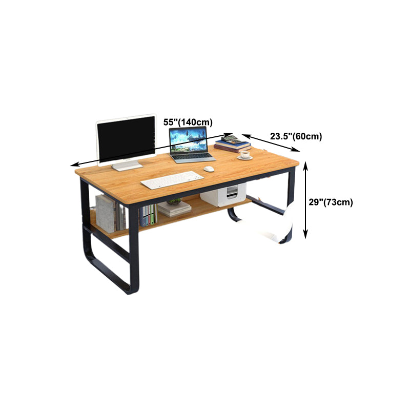 Metal and Wooden Writing Desk Industrial Rectangular Office Desk for Home