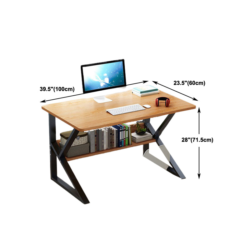 Metal and Wooden Writing Desk Industrial Rectangular Office Desk for Home