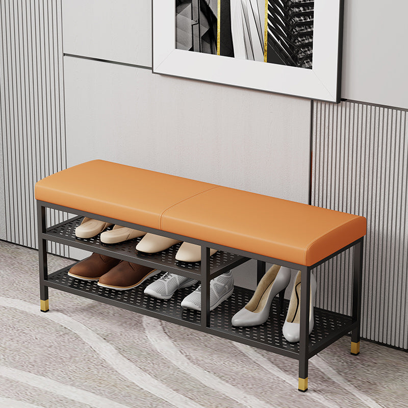 18.5" H Modern Metal Seating Bench Cushioned Entryway Bench with Legs