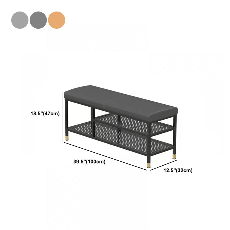 18.5" H Modern Metal Seating Bench Cushioned Entryway Bench with Legs