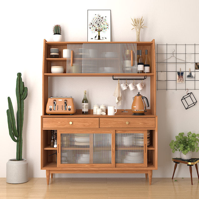 Modern Faux Wood Dining Hutch Standard Natural 16.5" W Hutch Cabinet with Doors