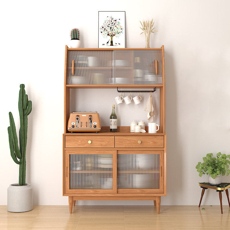 Modern Faux Wood Dining Hutch Standard Natural 16.5" W Hutch Cabinet with Doors