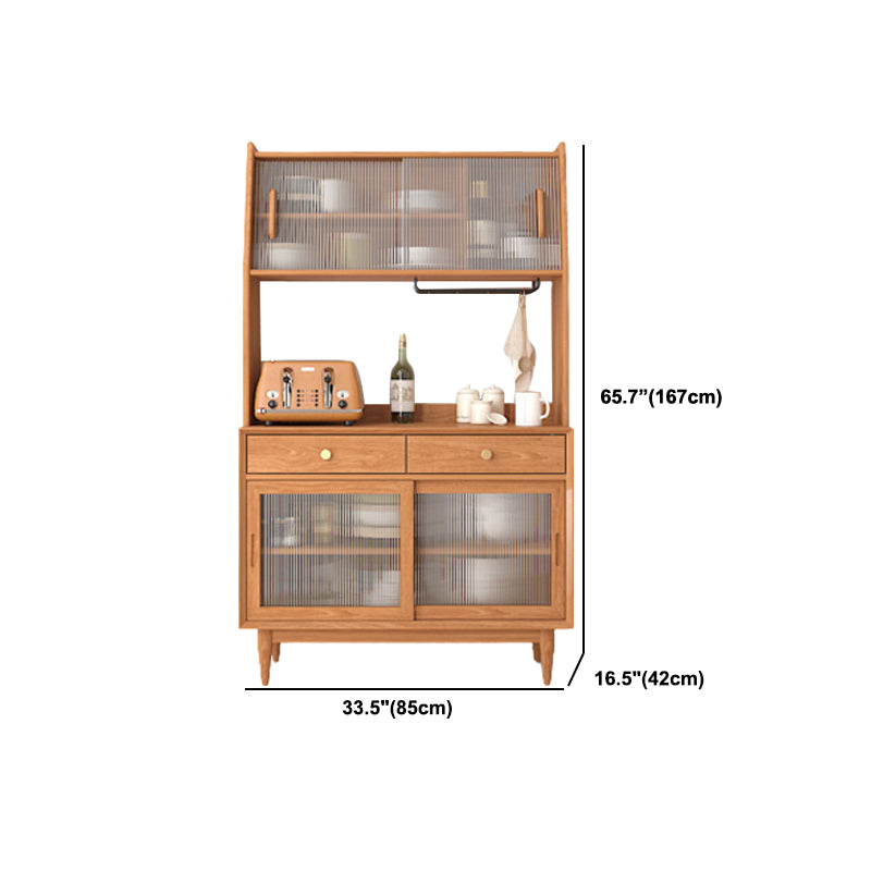 Modern Faux Wood Dining Hutch Standard Natural 16.5" W Hutch Cabinet with Doors