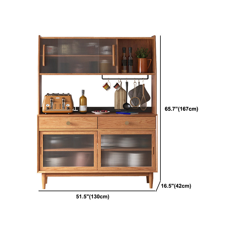 Modern Faux Wood Dining Hutch Standard Natural 16.5" W Hutch Cabinet with Doors