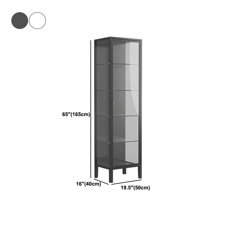 Modern Steel Curio Cabinet Standard 16" W 1 Door Cabinet for Dining Room