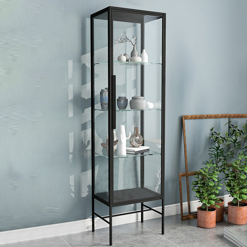 Modern Steel Curio Cabinet Standard 14" W 1 Door Cabinet for Dining Room