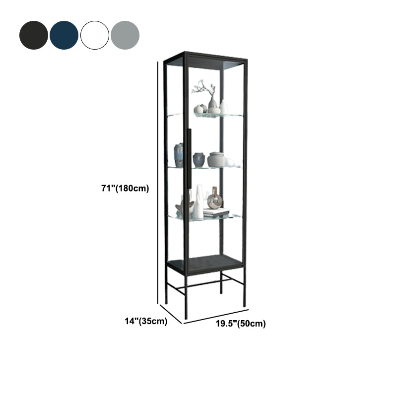 Modern Steel Curio Cabinet Standard 14" W 1 Door Cabinet for Dining Room