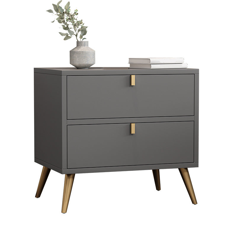 Contemporary Wood Accent Table Nightstand 21.65" Tall Bed Nightstand with 2 Drawers