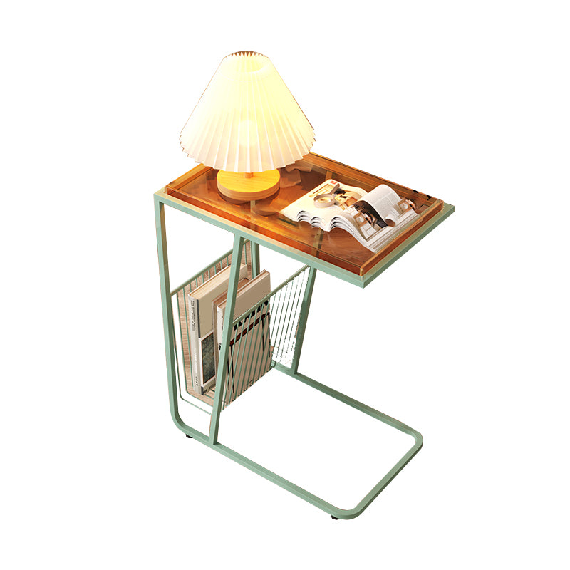 Modern Acrylic and Metal Night Table Open Storage Bedside Cabinet for Bedroom