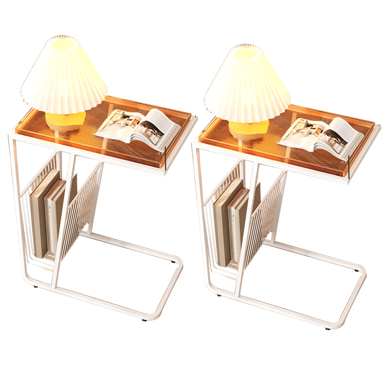 Modern Acrylic and Metal Night Table Open Storage Bedside Cabinet for Bedroom