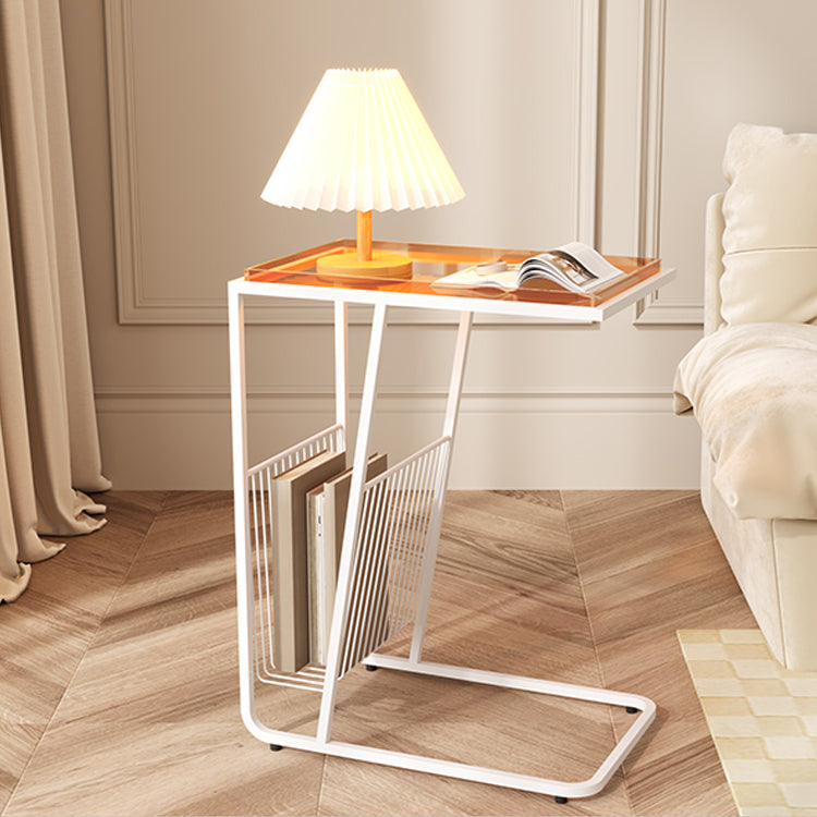 Modern Acrylic and Metal Night Table Open Storage Bedside Cabinet for Bedroom