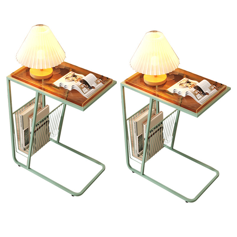 Modern Acrylic and Metal Night Table Open Storage Bedside Cabinet for Bedroom