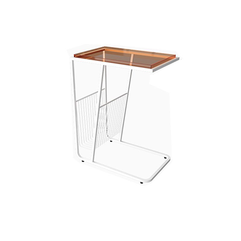 Modern Acrylic and Metal Night Table Open Storage Bedside Cabinet for Bedroom