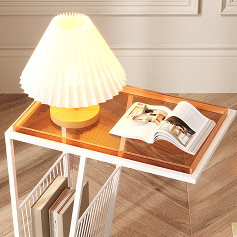 Modern Acrylic and Metal Night Table Open Storage Bedside Cabinet for Bedroom