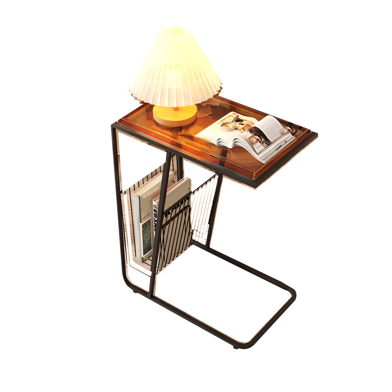 Modern Acrylic and Metal Night Table Open Storage Bedside Cabinet for Bedroom