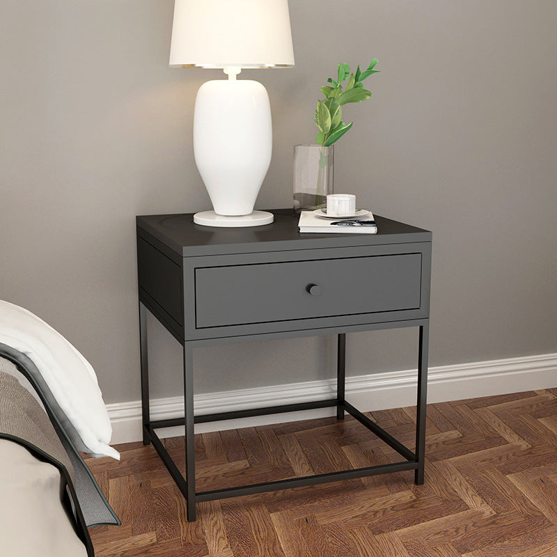 Metal Bed Nightstand Modern Accent Table Nightstand with Drawer