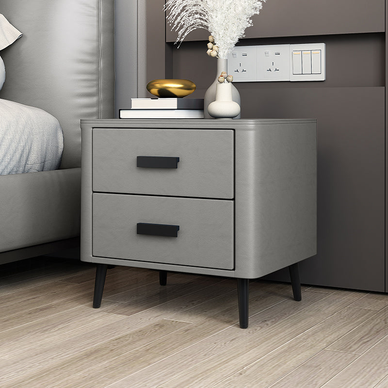 Modern Bedside Cabinet Pine and Faux Leather Night Table for Bedroom