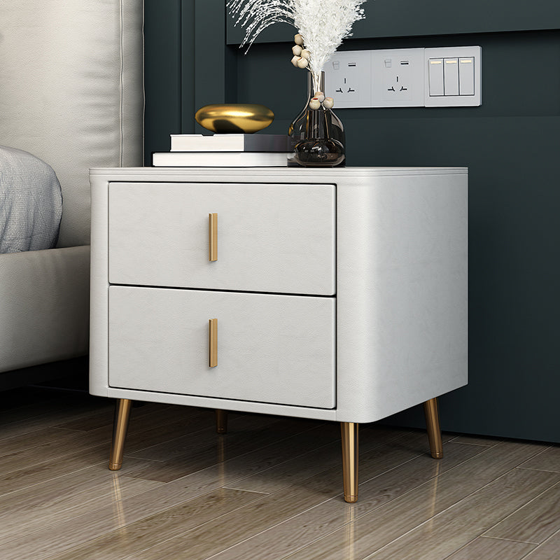 Modern Bedside Cabinet Pine and Faux Leather Night Table for Bedroom