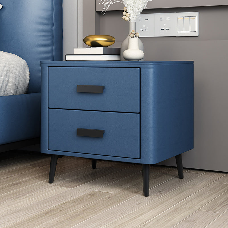 Modern Bedside Cabinet Pine and Faux Leather Night Table for Bedroom