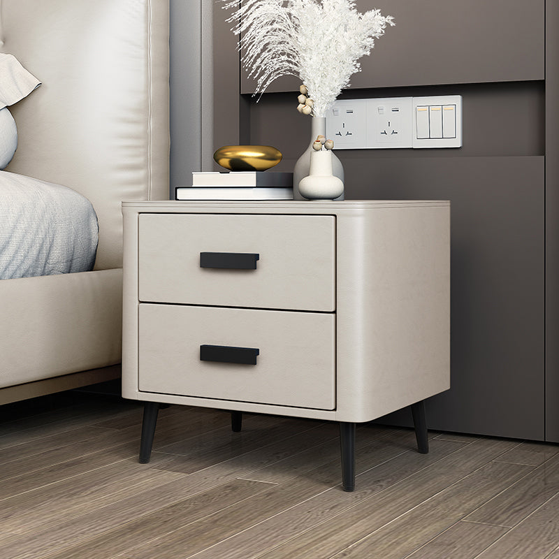 Modern Bedside Cabinet Pine and Faux Leather Night Table for Bedroom