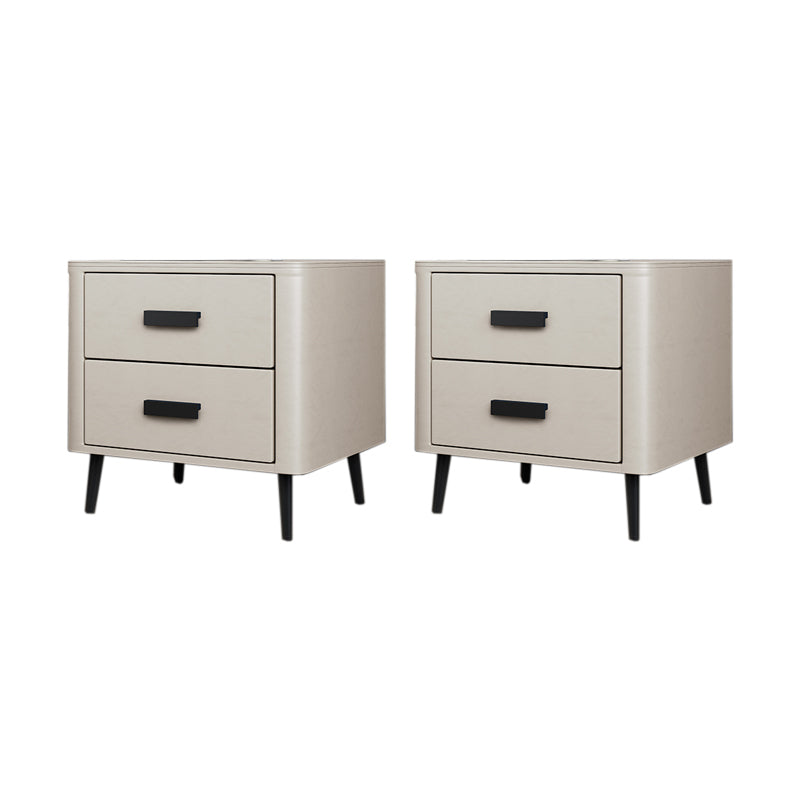 Modern Bedside Cabinet Pine and Faux Leather Night Table for Bedroom