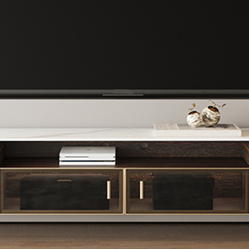 Wooden TV Stand Console Brown Modern Style TV Cabinet with Doors