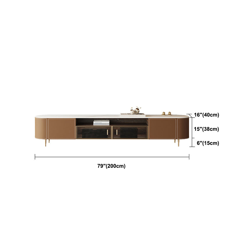 Wooden TV Stand Console Brown Modern Style TV Cabinet with Doors