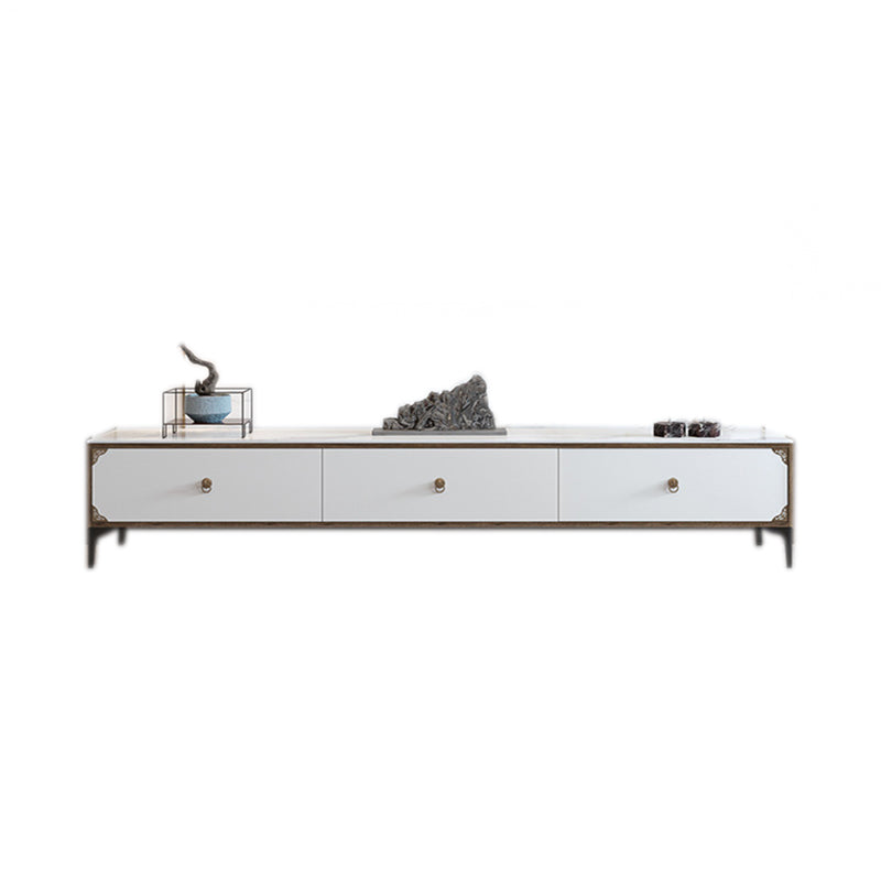 Stone Media Console TV Stand Contemporary TV Media Stand with 3 Drawers