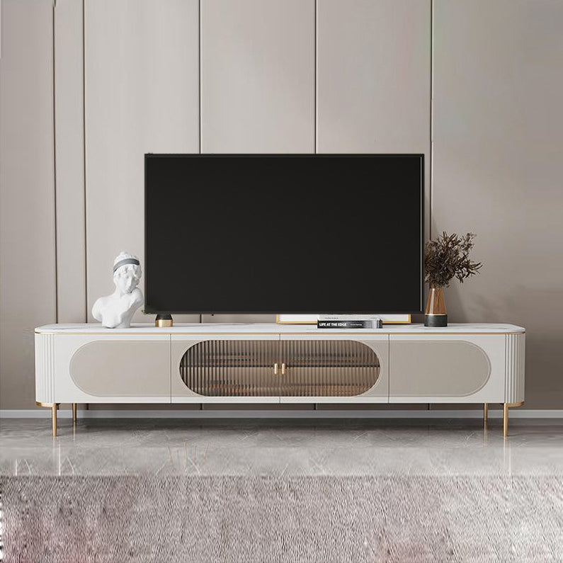 Contemporary Media Console TV Stand Stone TV Media Stand in White